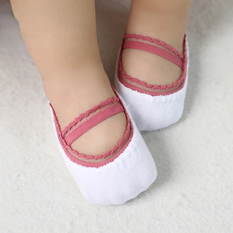 Cute Lace Flower Mesh Summer Newborn Baby Girl Socks See Through Anti Slip Socks