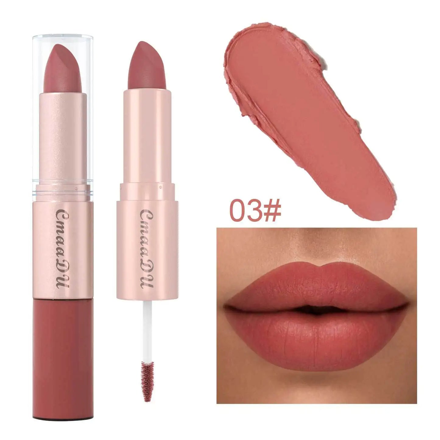 Long Lasting 3-Color Lipstick Lip gloss Set Double Headed Non stick