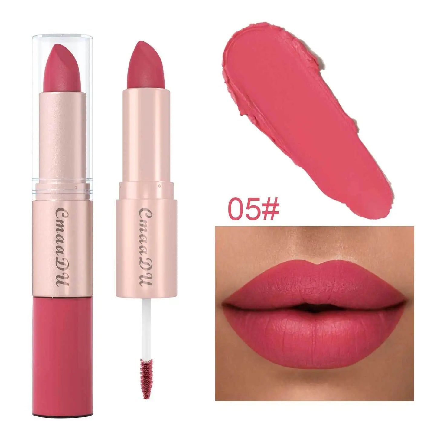 Long Lasting 3-Color Lipstick Lip gloss Set Double Headed Non stick