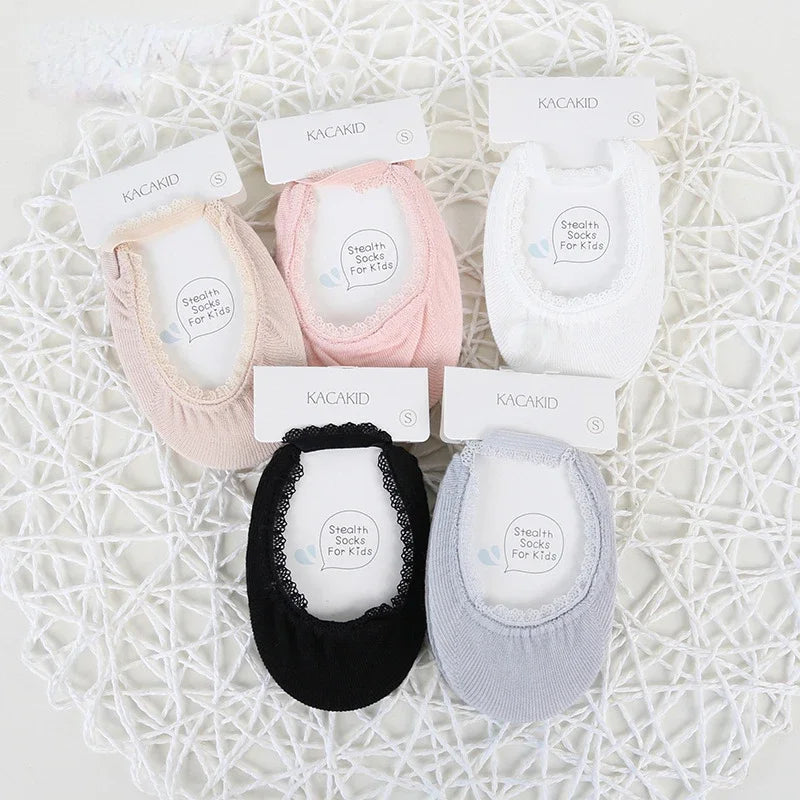 Cute Lace Flower Mesh Summer Newborn Baby Girl Socks See Through Anti Slip Socks
