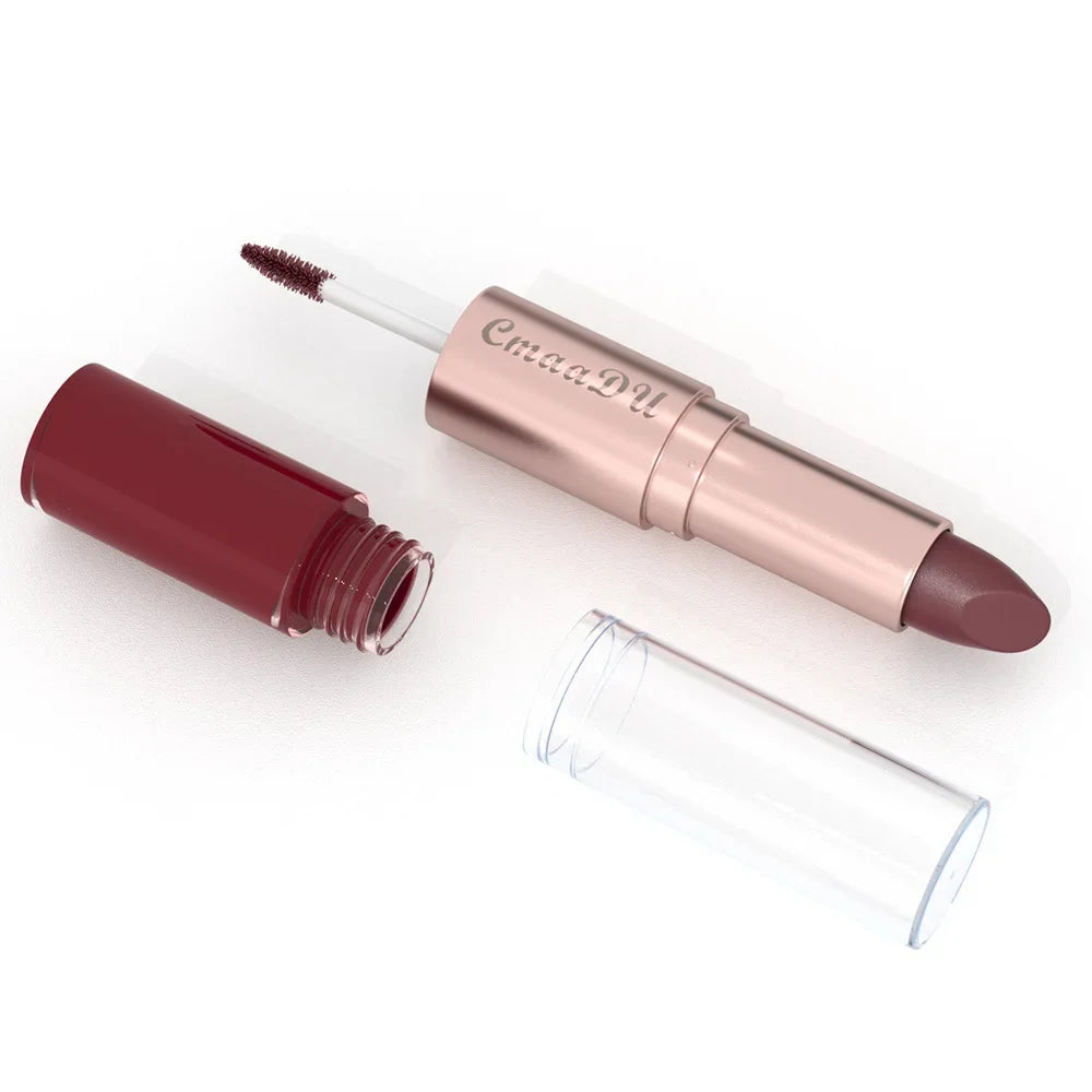 Long Lasting 3-Color Lipstick Lip gloss Set Double Headed Non stick