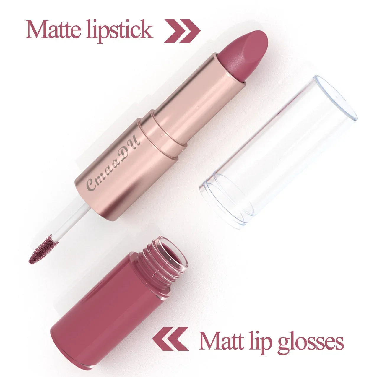 Long Lasting 3-Color Lipstick Lip gloss Set Double Headed Non stick