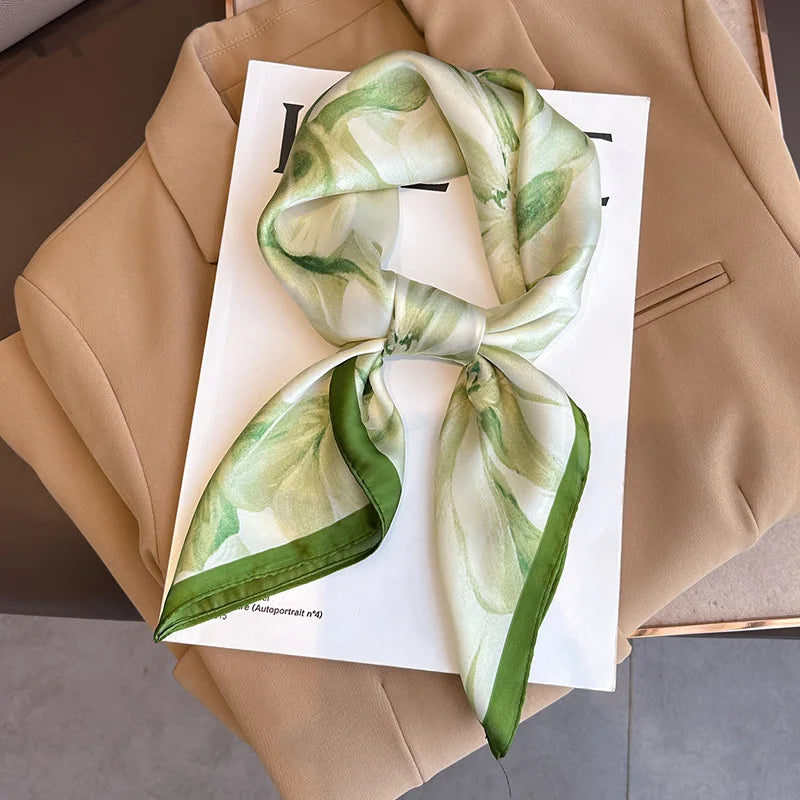 70cm Design Hair Bands Square Scarves Fashion Print Satin Silk Scarf for Women Neckerchief Wrist Wraps Lady Ribbon Shawl Foulard