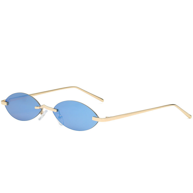 Elliptical sunglasses ladies metal frame sunglasses frameless colorful sunglasses