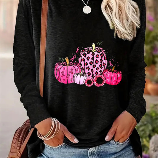 Women Casual Round Neck Long Sleeve T-shirt