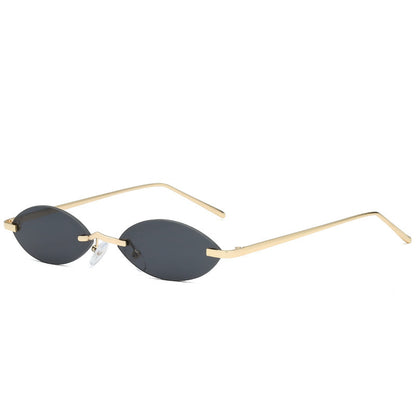 Elliptical sunglasses ladies metal frame sunglasses frameless colorful sunglasses