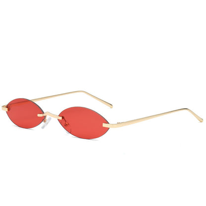 Elliptical sunglasses ladies metal frame sunglasses frameless colorful sunglasses