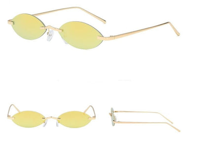 Elliptical sunglasses ladies metal frame sunglasses frameless colorful sunglasses