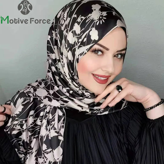 Muslim Black Silk Hijab Jersey Women Turbans Instant