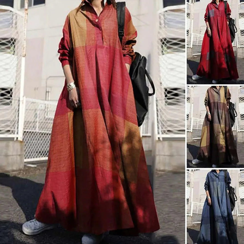 Fashion Cotton Linen Muslim Abaya Women's Dress