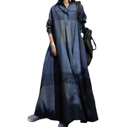 Fashion Cotton Linen Muslim Abaya Women's Dress